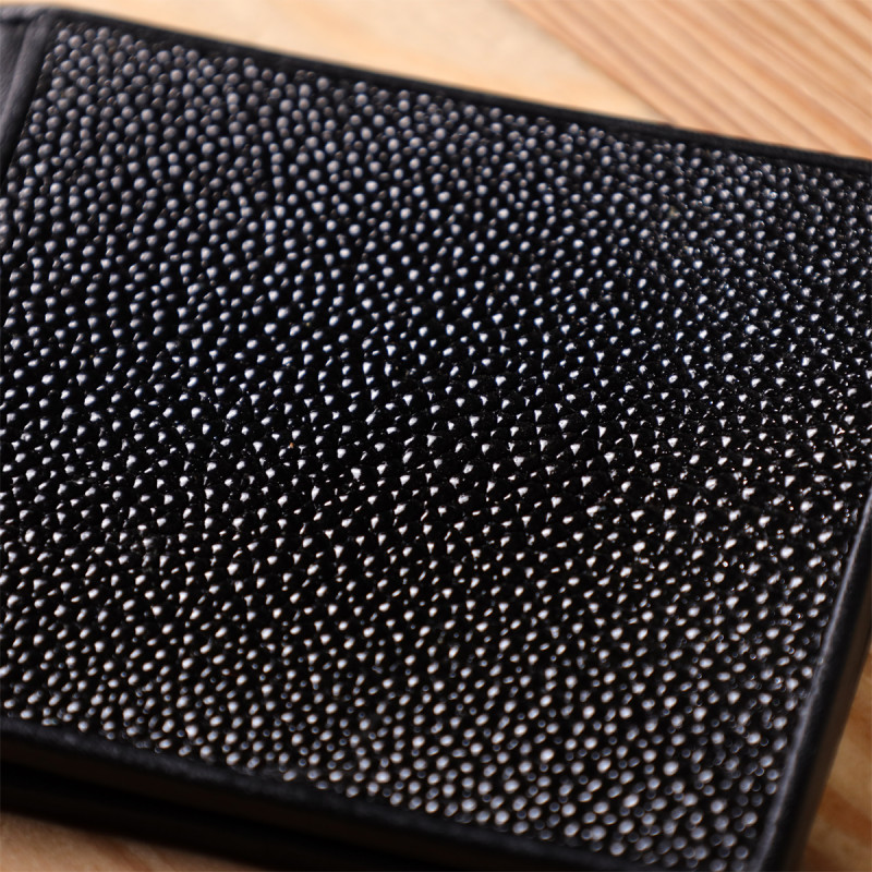 Зажим для денег STINGRAY LEATHER из натуральной кожи морского ската Черный