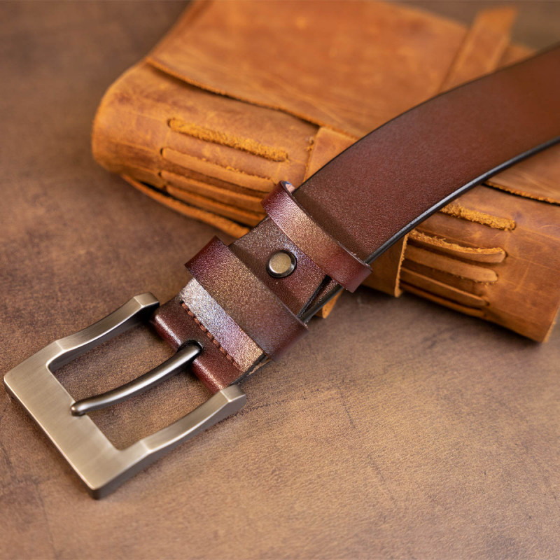 Ремень мужской с классической пряжкой Vintage Коричневый