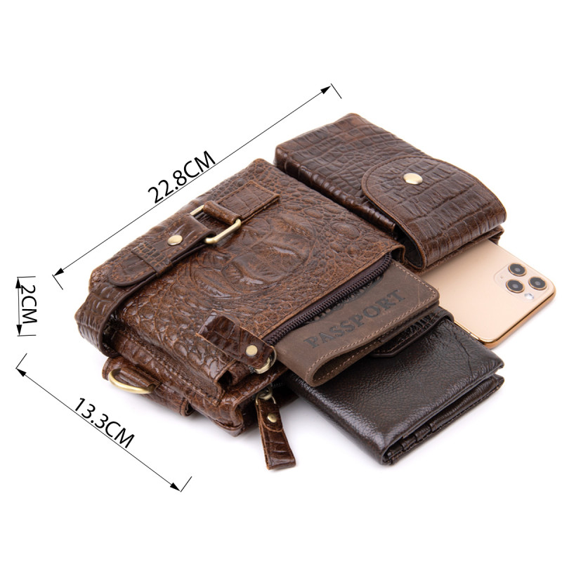 Бананка поясная под кожу рептилии унисекс Vintage Коричневая