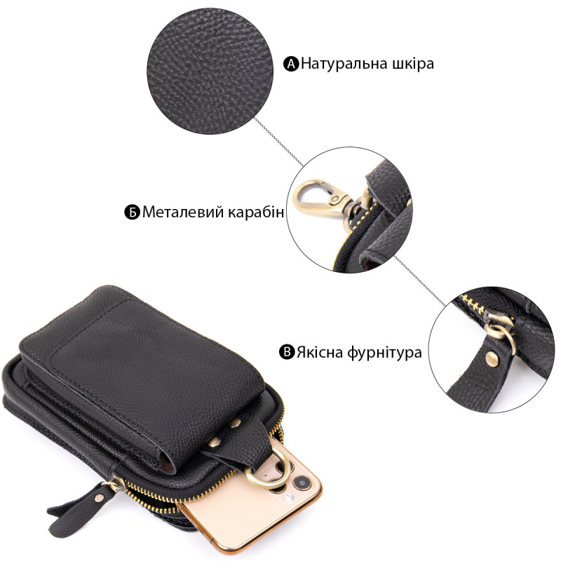 Сумка унисекс на пояс на одно отделение Vintage Черная