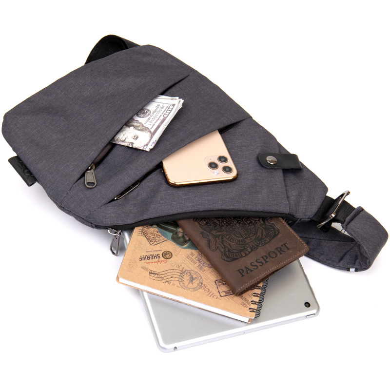 Сумка слинг нейлоновая Vintage Серая