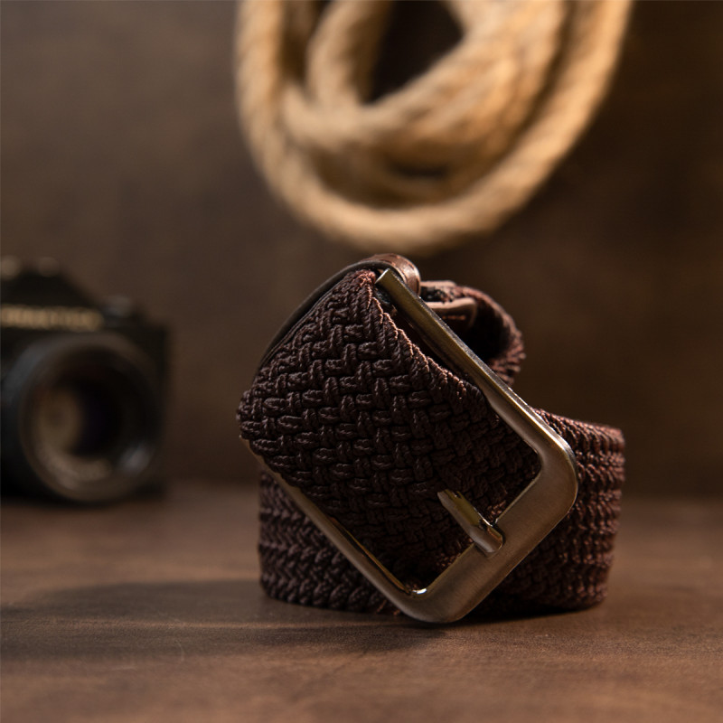 Текстильний ремінь чоловічий класика Vintage Коричневий