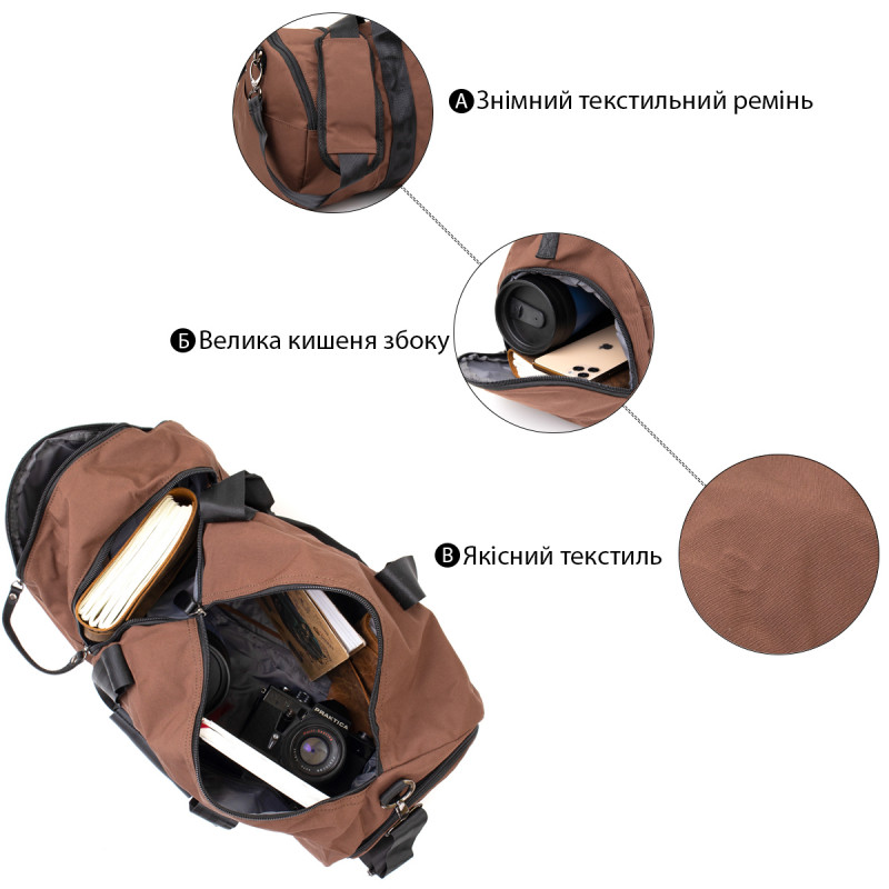 Спортивна сумка текстильна Vintage Коричнева