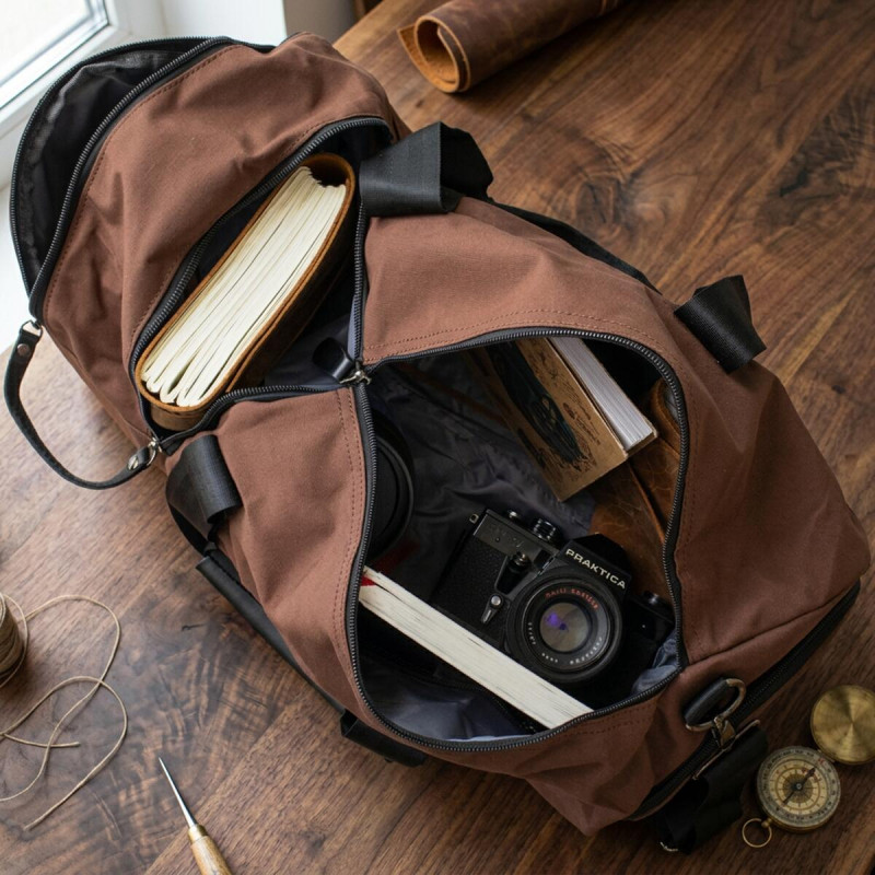 Текстильна дорожня сумка для поїздок спорту та подорожей Vintage Коричнева