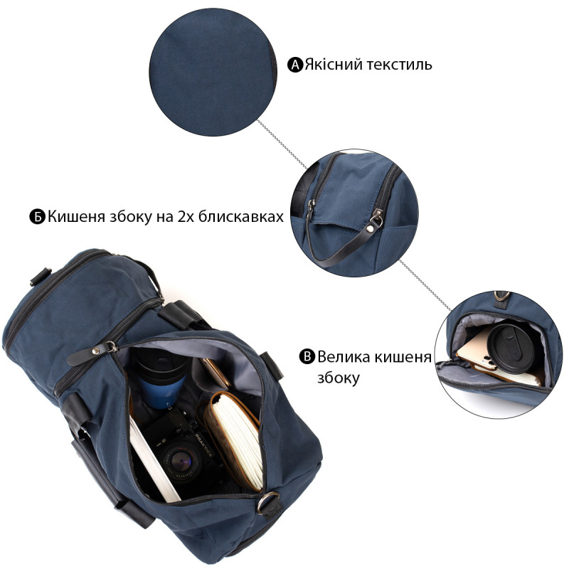 Спортивна сумка текстильна Vintage Синя