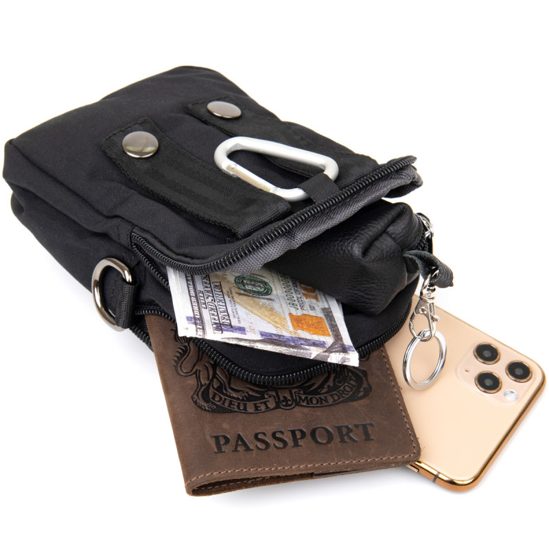 Сумка на пояс нейлон Vintage Чорна