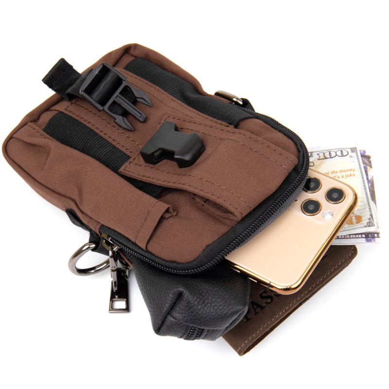 Сумка на пояс нейлон Vintage Коричнева