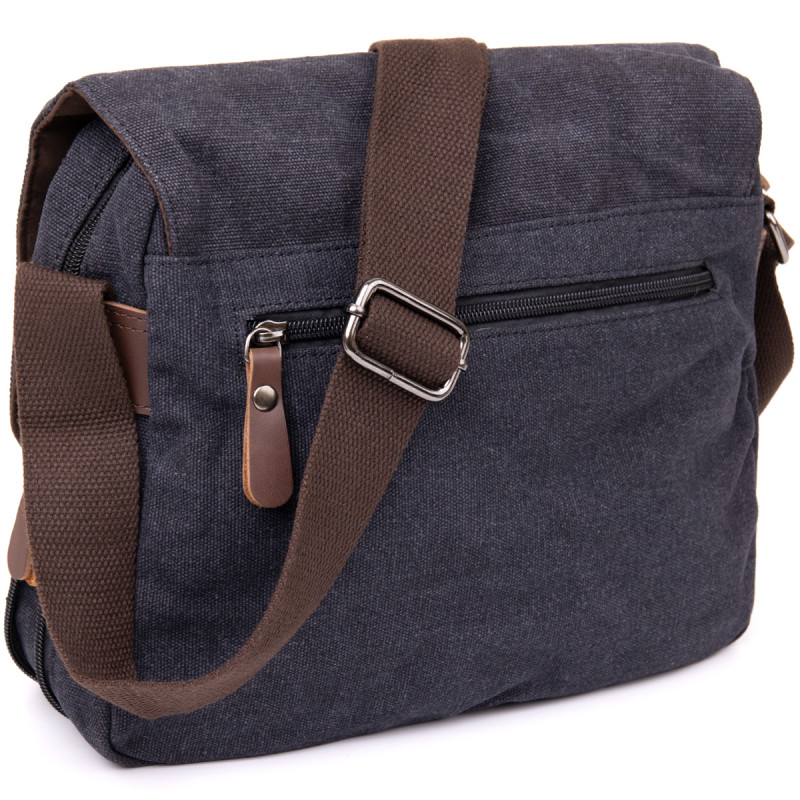 Сумка почтальонка текстильная Vintage Черная