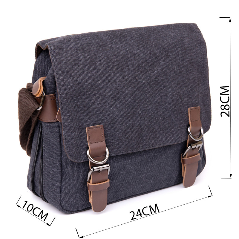 Сумка почтальонка текстильная Vintage Черная