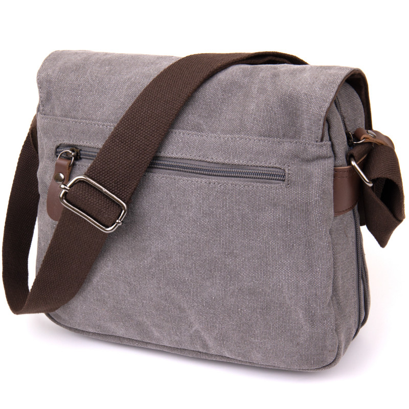 Сумка почтальонка текстильная Vintage Серая