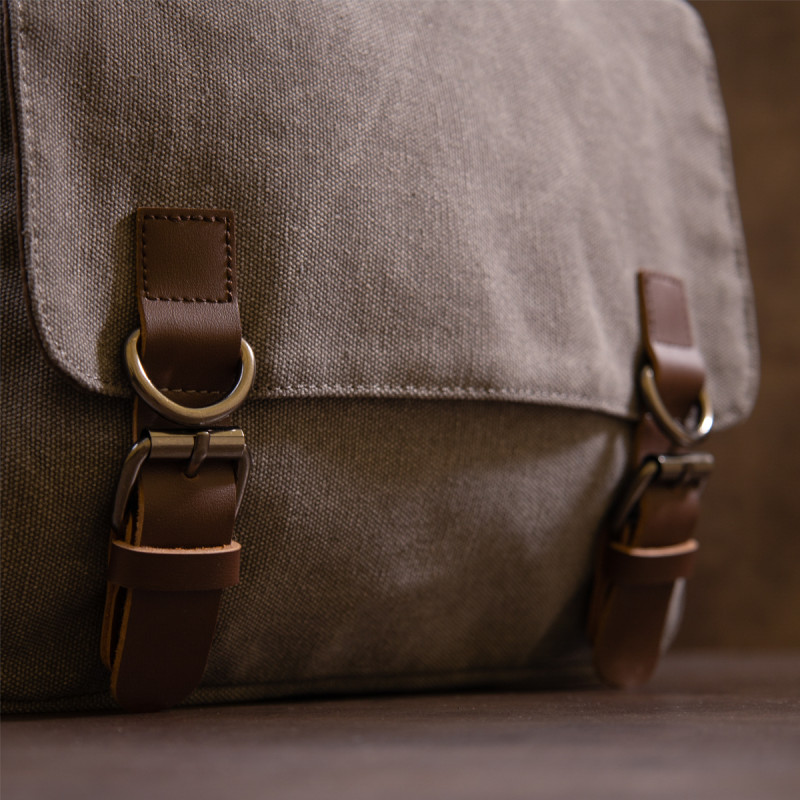 Сумка почтальонка текстильная Vintage Серая