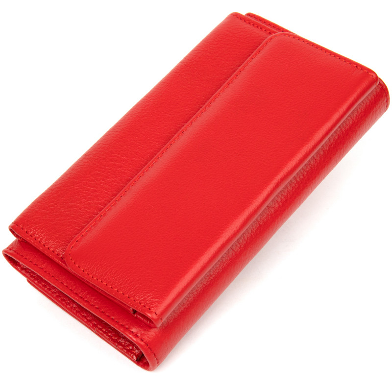 Жіночий шкіряний гаманець для карток купюр та монет ST Leather Червоний