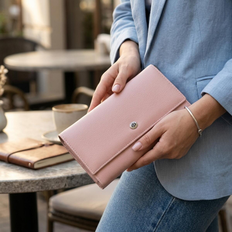 Місткий жіночий гаманець ST Leather Рожевий