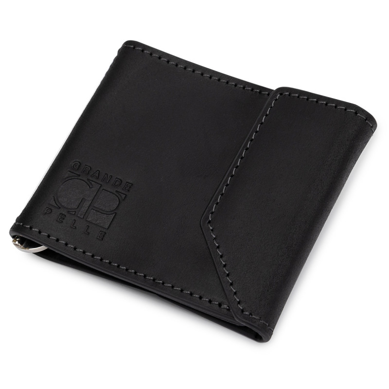 Мужской практичный зажим для денег GRANDE PELLE Черный