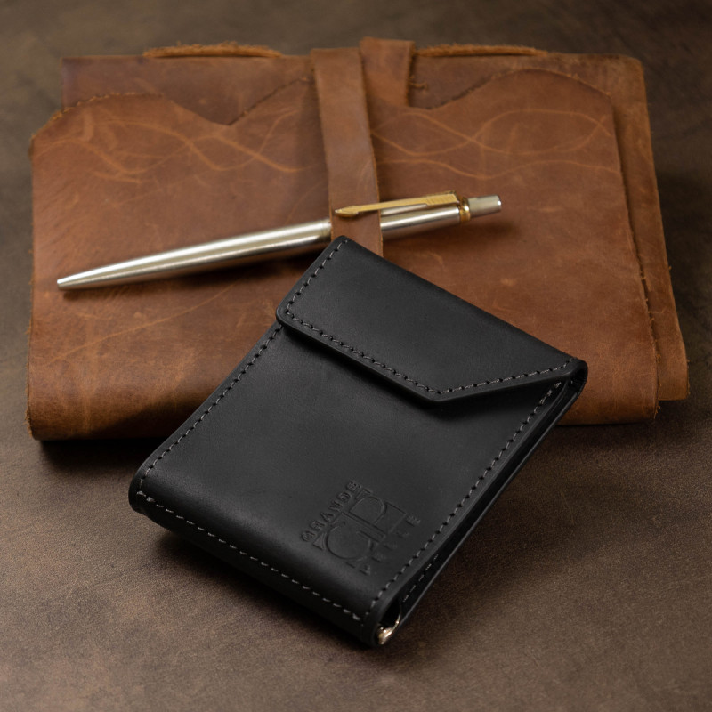 Мужской практичный зажим для денег GRANDE PELLE Черный