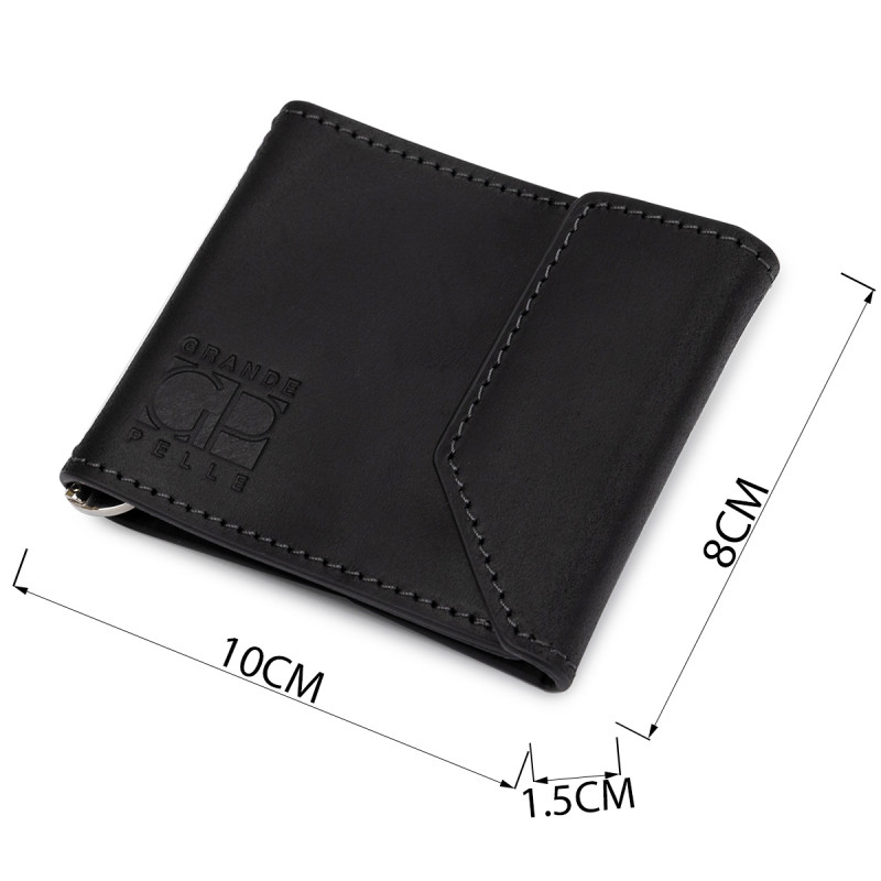 Мужской практичный зажим для денег GRANDE PELLE Черный