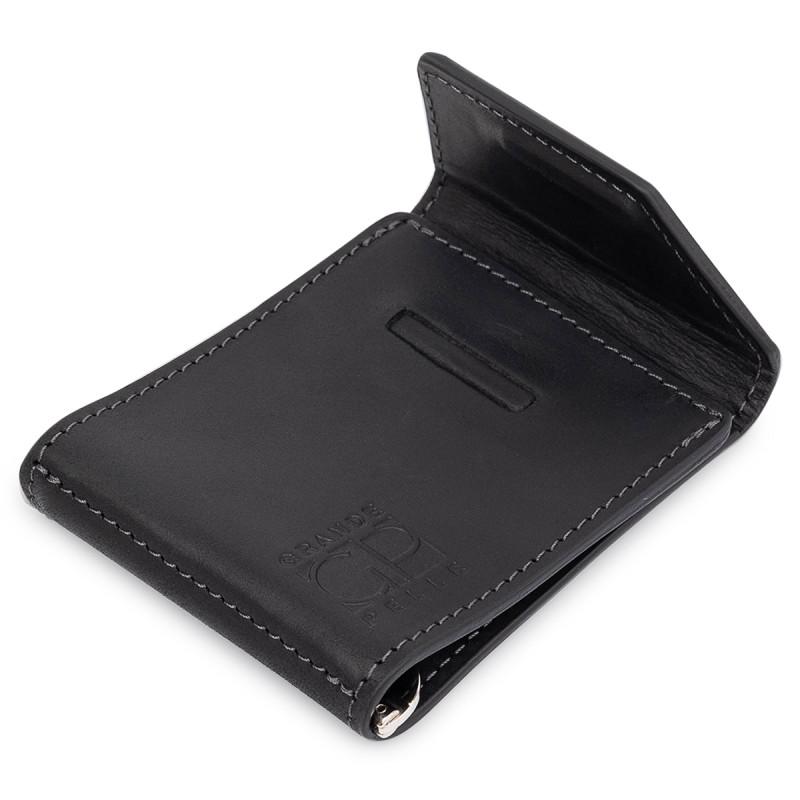 Мужской практичный зажим для денег GRANDE PELLE Черный