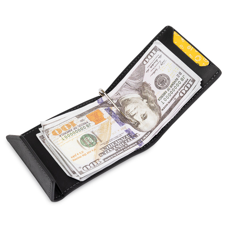 Мужской практичный зажим для денег GRANDE PELLE Черный