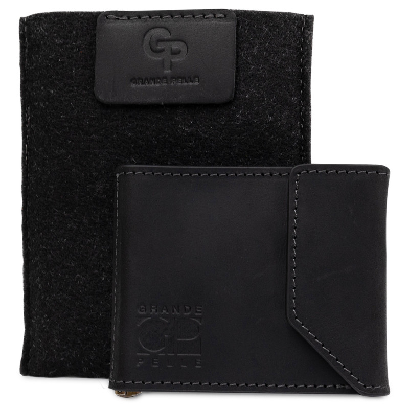 Мужской практичный зажим для денег GRANDE PELLE Черный