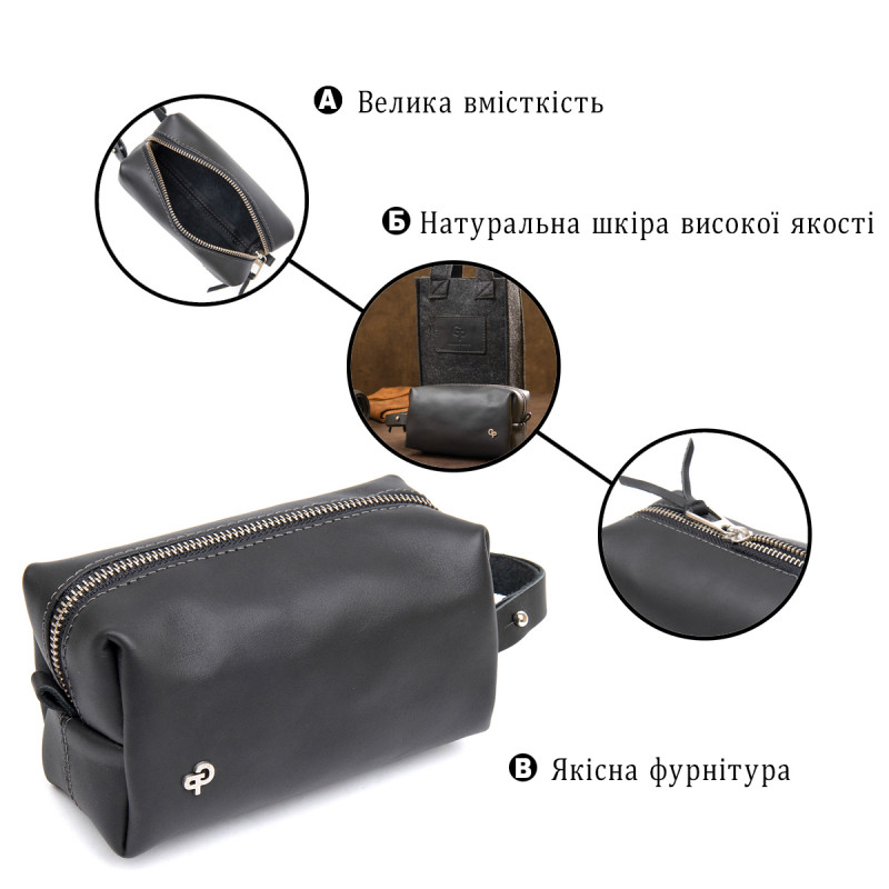 Кожаная косметичка для мужчин GRANDE PELLE Черный