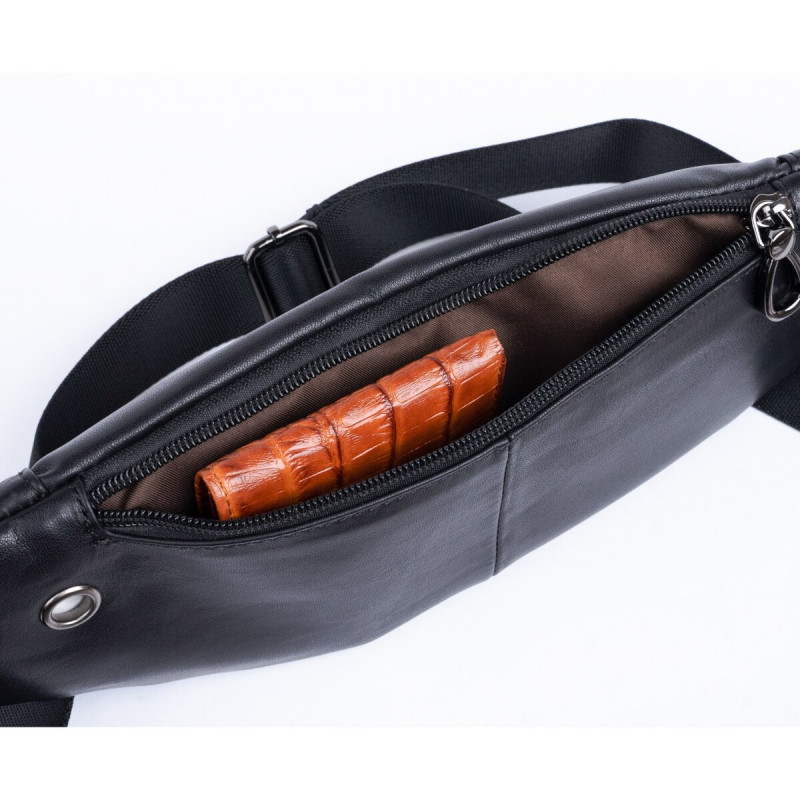 Поясна сумка з натуральної шкіри Vintage Чорна