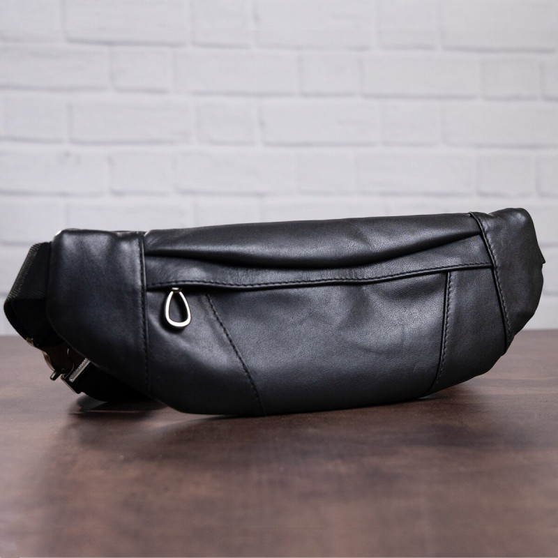 Поясна сумка з натуральної шкіри Vintage Чорна