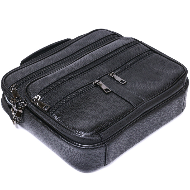 Практичная кожаная мужская сумка Vintage Черный