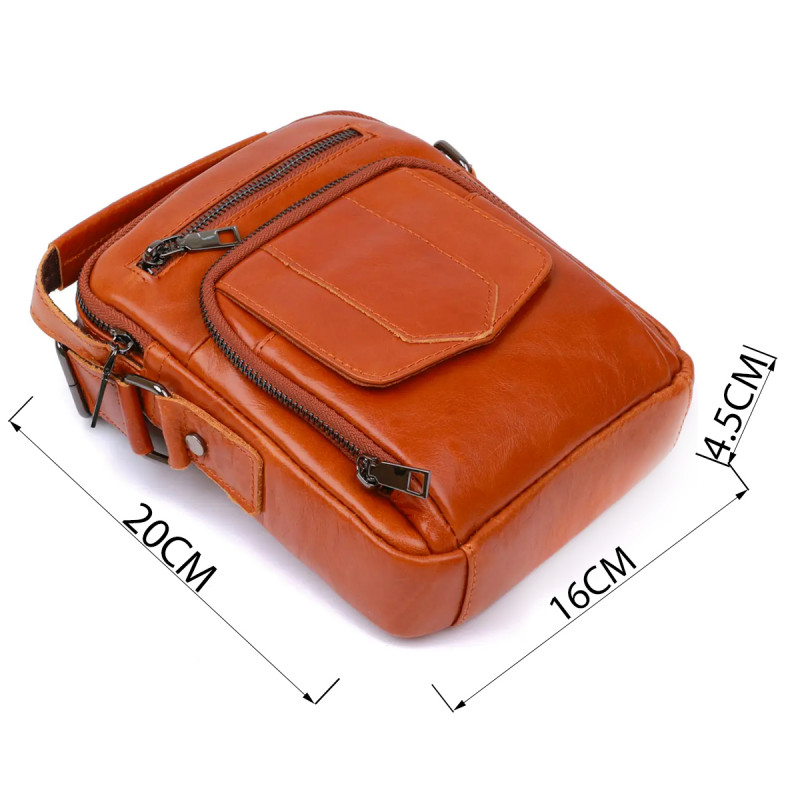 Сумка мужская из кожи Vintage Рыжая