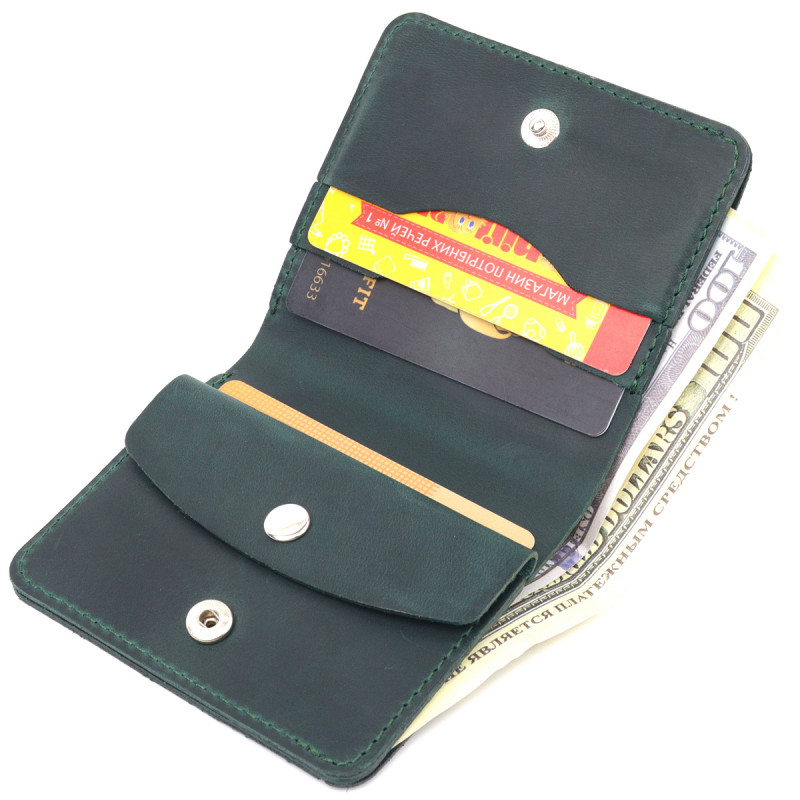 Невелике вінтажне шкіряне портмоне Shvigel Зелений