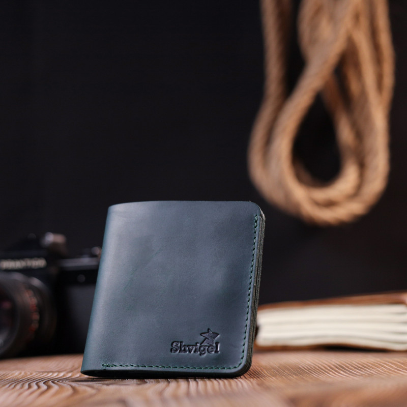 Невелике вінтажне шкіряне портмоне Shvigel Зелений