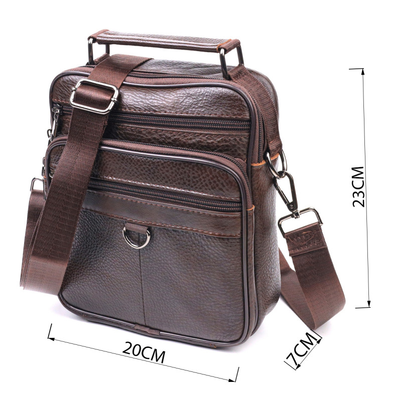 Практичная мужская сумка кожаная Vintage Коричневая