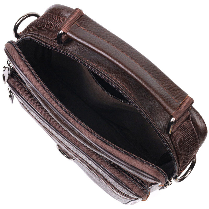 Практичная мужская сумка кожаная Vintage Коричневая