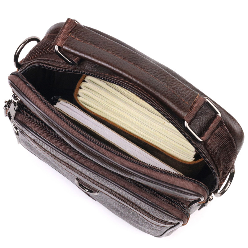 Практичная мужская сумка кожаная Vintage Коричневая