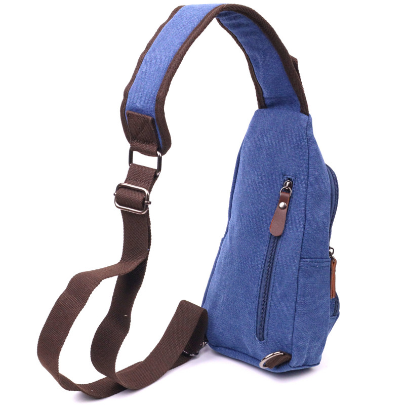 Сумка с USB кабелем через плечо из плотного текстиля Vintage Синяя