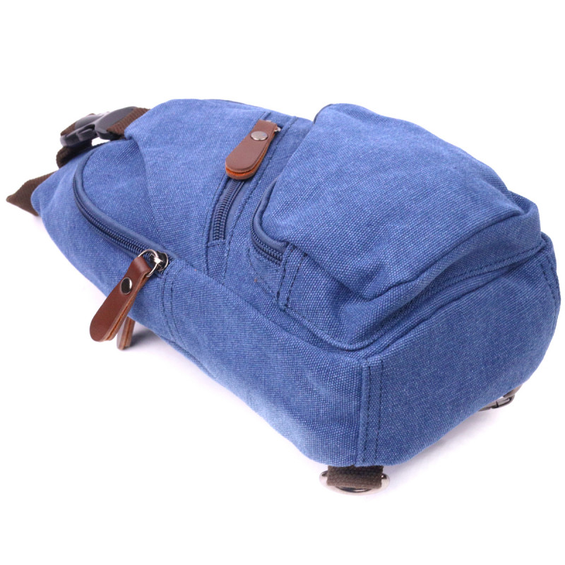 Сумка с USB кабелем через плечо из плотного текстиля Vintage Синяя