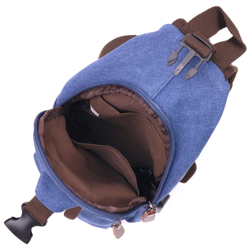 Сумка с USB кабелем через плечо из плотного текстиля Vintage Синяя