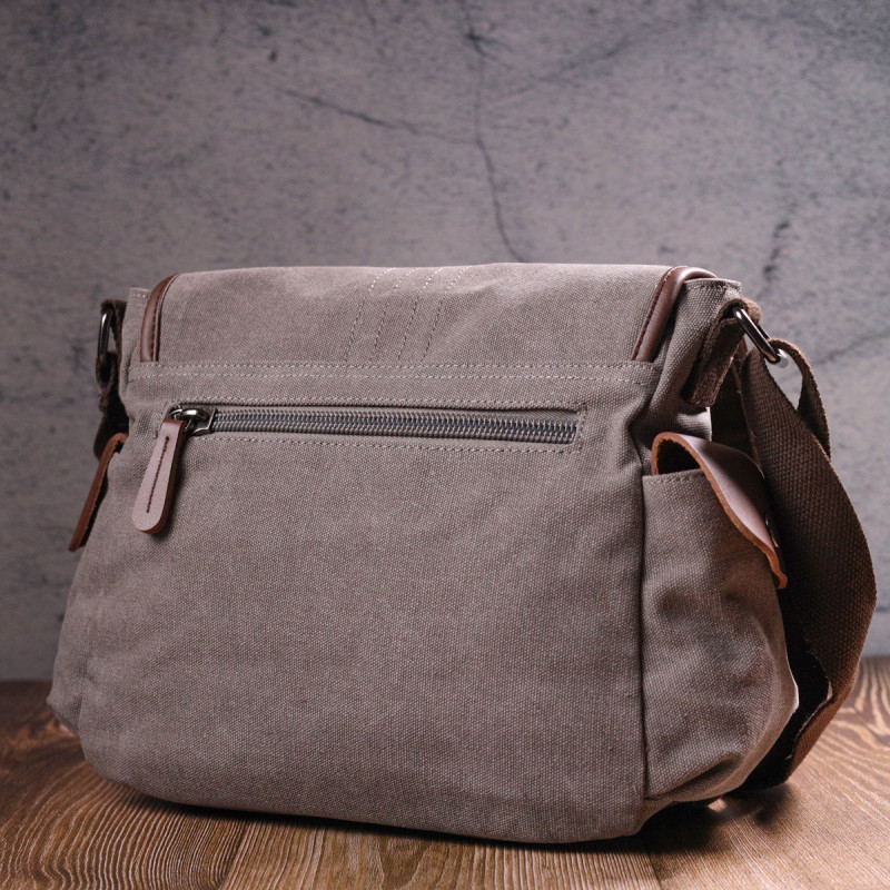 Практична горизонтальна чоловіча сумка з текстилю Vintage Сіра