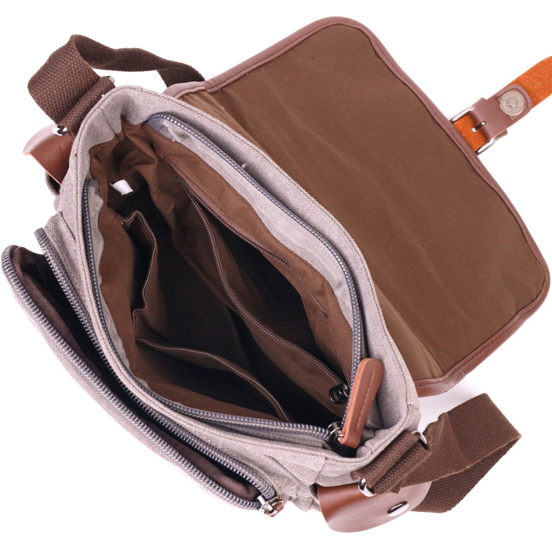 Практична горизонтальна чоловіча сумка з текстилю Vintage Сіра