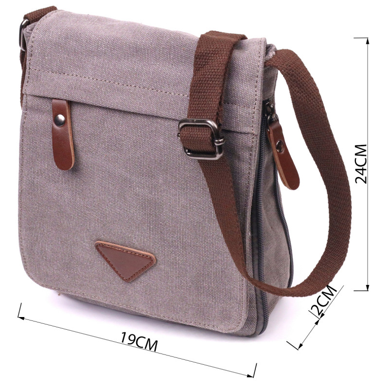 Практичная вертикальная мужская сумка из текстиля Vintage Серая