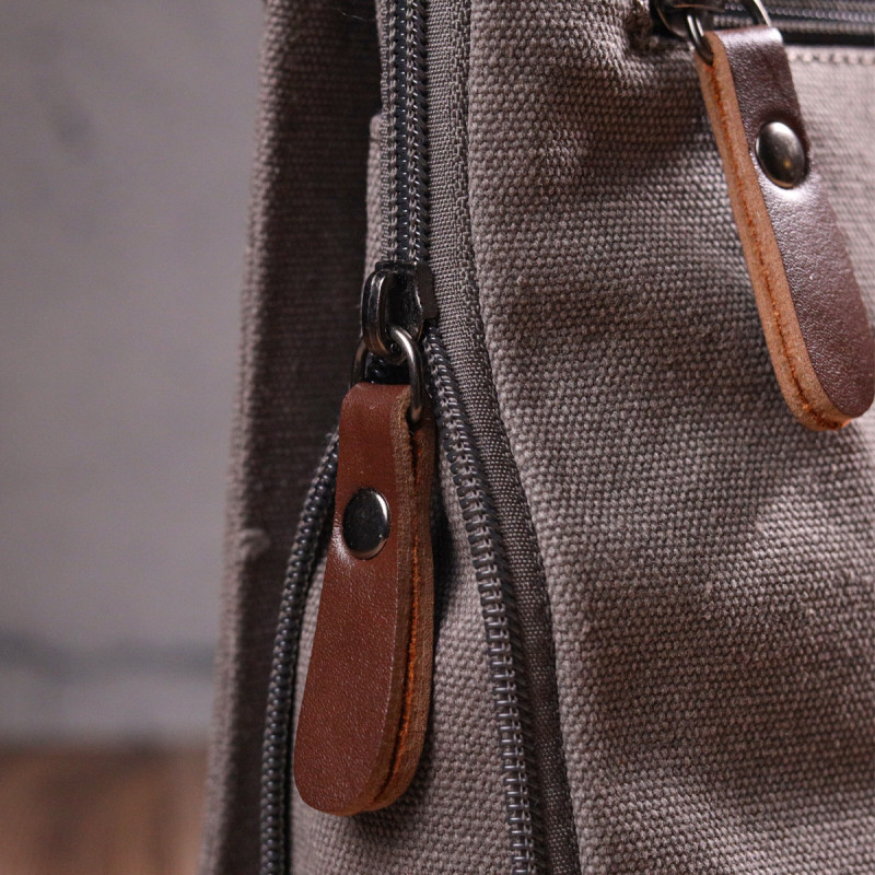 Практичная вертикальная мужская сумка из текстиля Vintage Серая