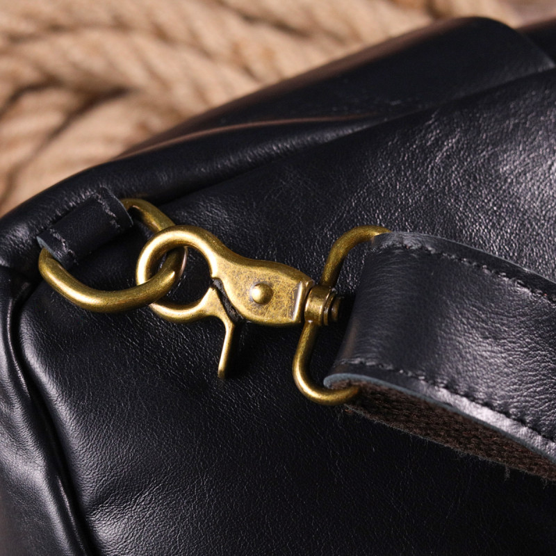 Надзвичайна сумка чоловіча через плече із натуральної гладкої шкіри Vintage Чорна