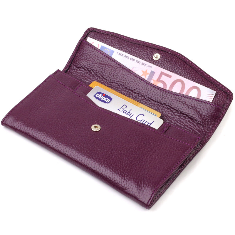 Ультрамодне жіноче портмоне з натуральної шкіри флотар CANPELLINI Бузкове