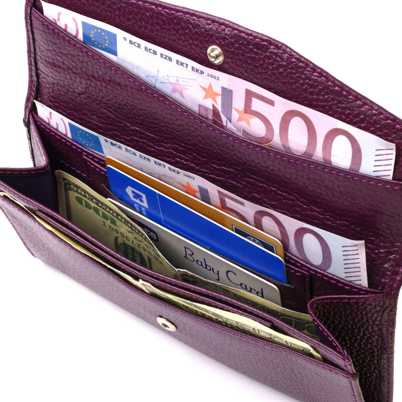 Ультрамодне жіноче портмоне з натуральної шкіри флотар CANPELLINI Бузкове