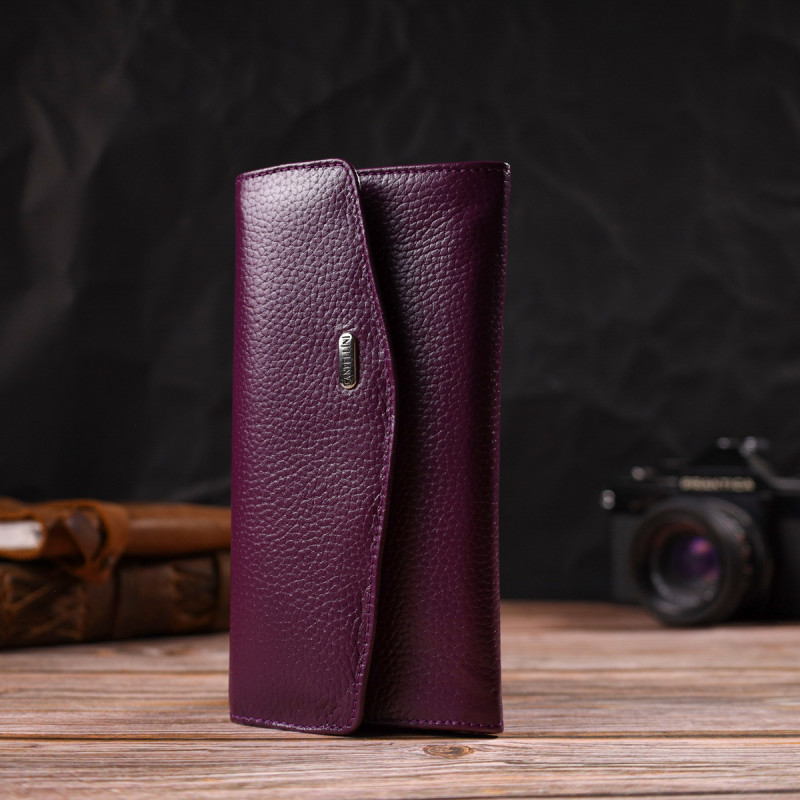 Ультрамодне жіноче портмоне з натуральної шкіри флотар CANPELLINI Бузкове