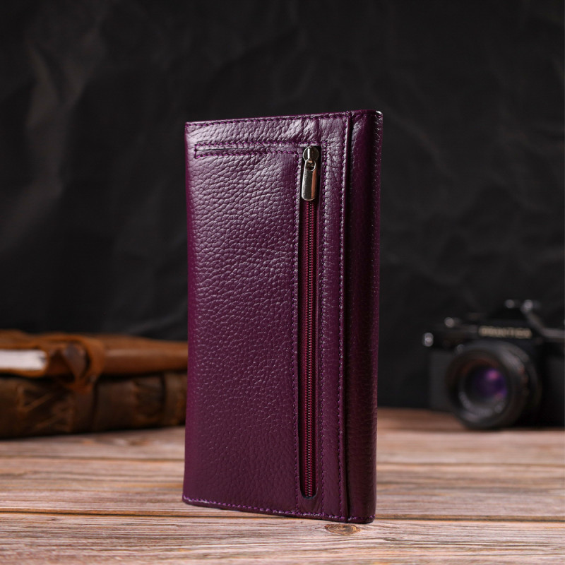 Ультрамодне жіноче портмоне з натуральної шкіри флотар CANPELLINI Бузкове