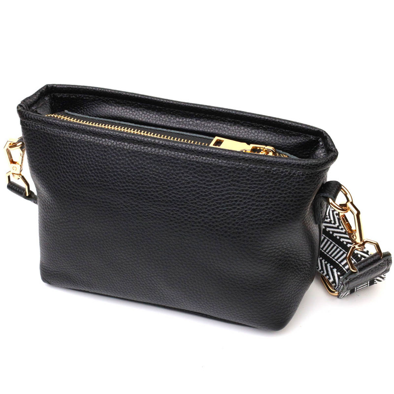 Невелика сумка на плече з натуральної шкіри Vintage Чорна