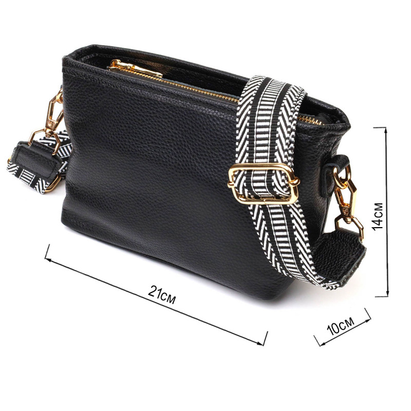 Небольшая сумка на плечо из натуральной кожи Vintage Черная