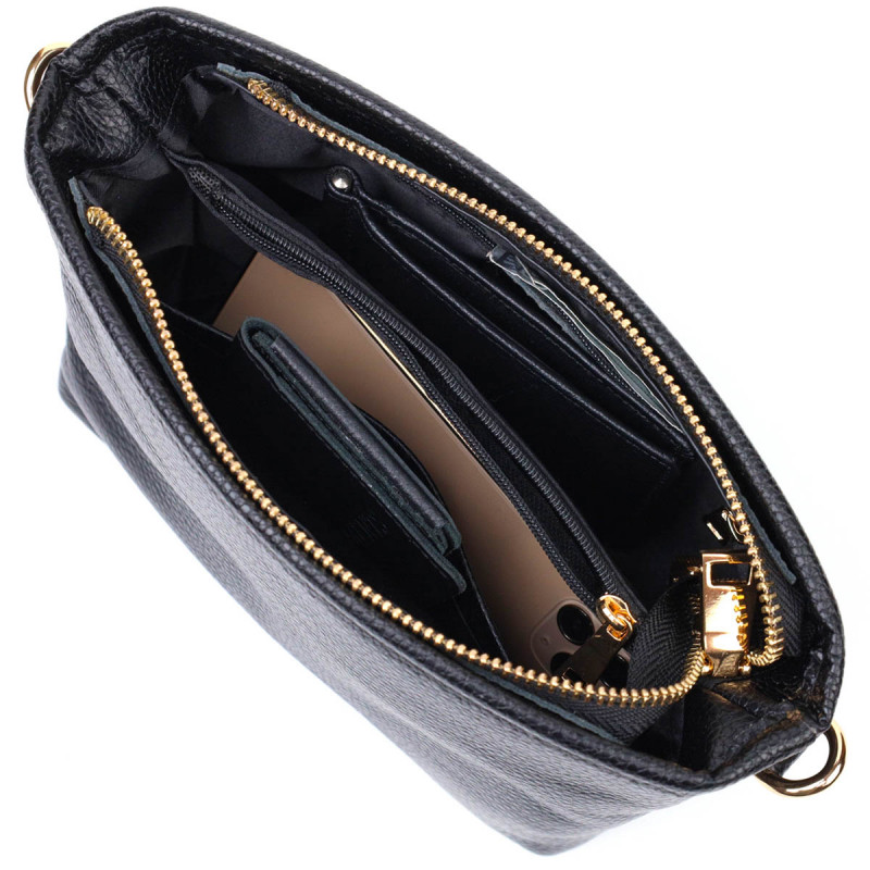 Небольшая сумка на плечо из натуральной кожи Vintage Черная