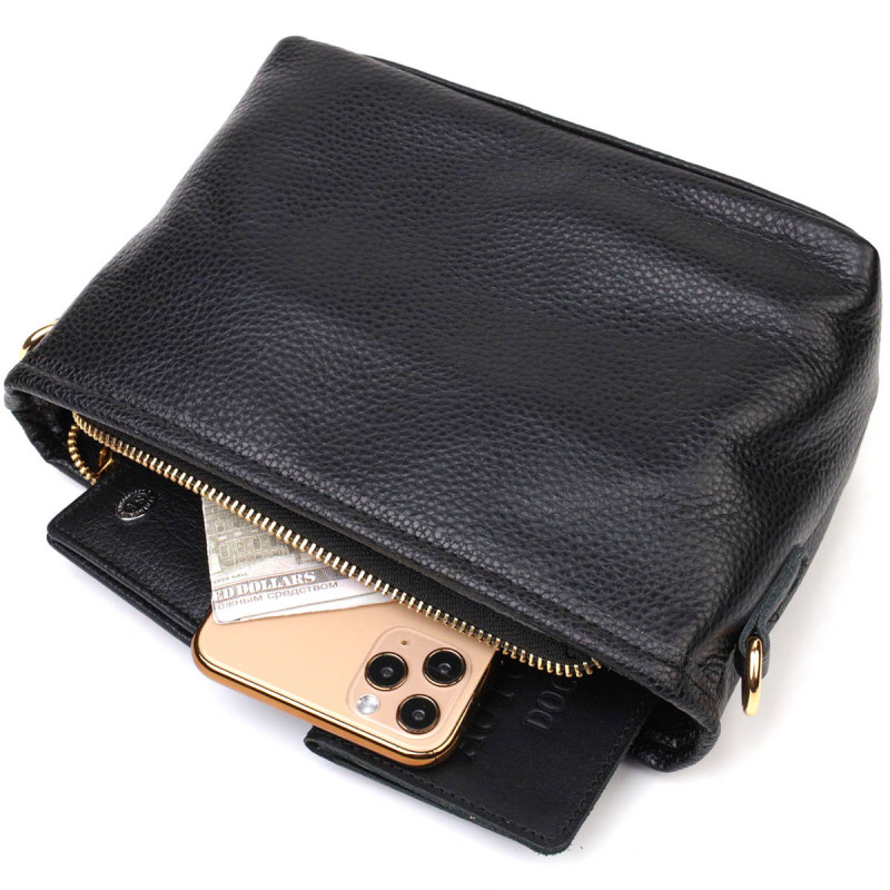 Небольшая сумка на плечо из натуральной кожи Vintage Черная