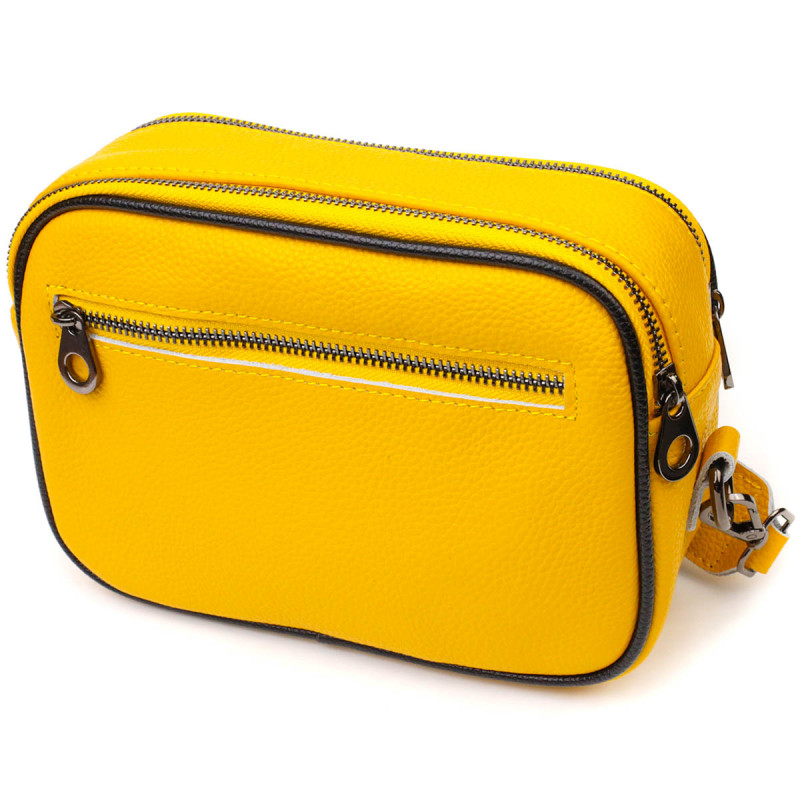 Прямокутна жіноча сумка крос-боді з натуральної шкіри Vintage Жовта